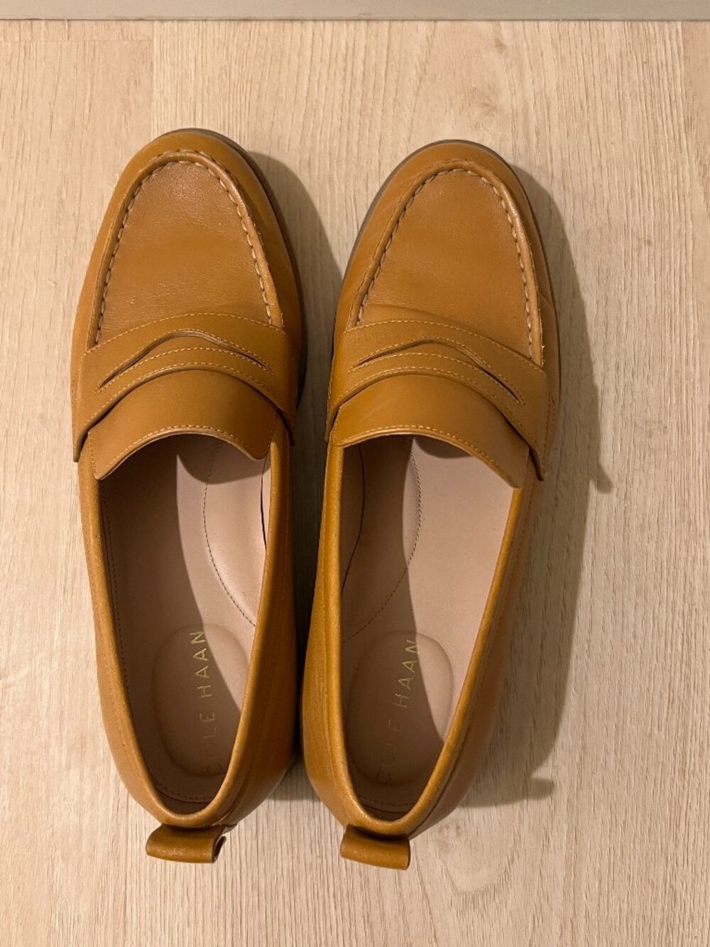 Cole Haan Tan Leather Stassi Penny Loafers, Women Size 7.5